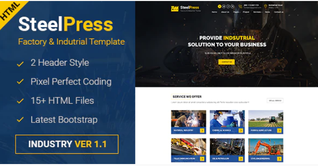 SteelPress - Industrial & Factory Business HTML Template