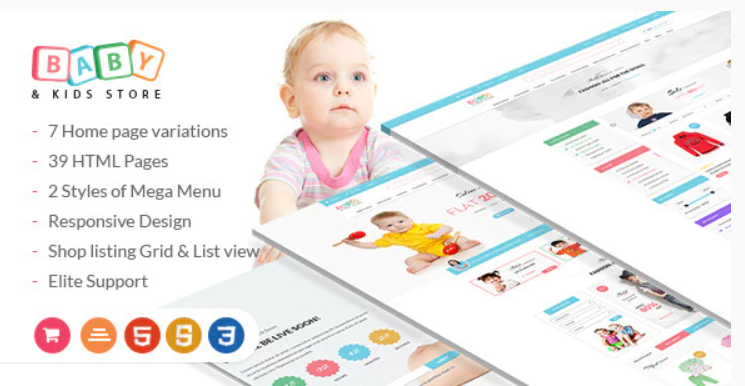 Baby & Kids Store eCommerce HTML Template with RTL Package