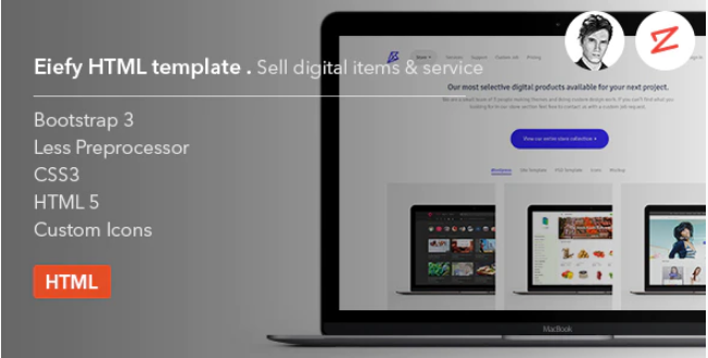 Eiefy: HTML Template for Selling Digital Items & Services