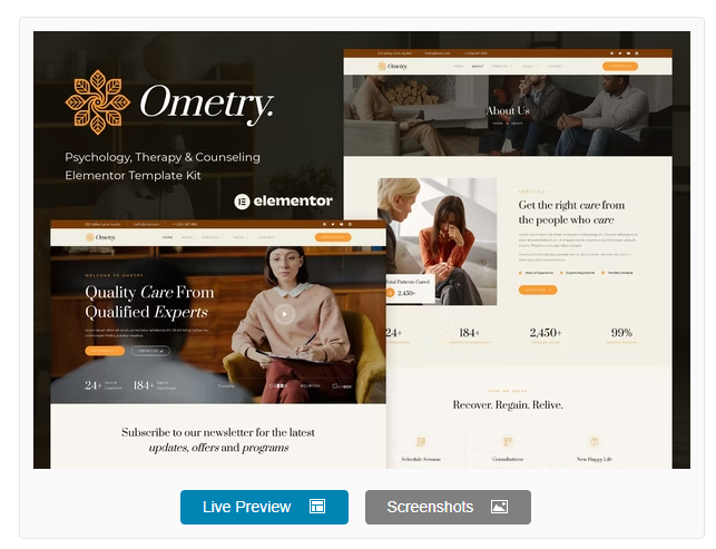 Ometry - Psychology Therapy & Counseling Elementor Template Kit