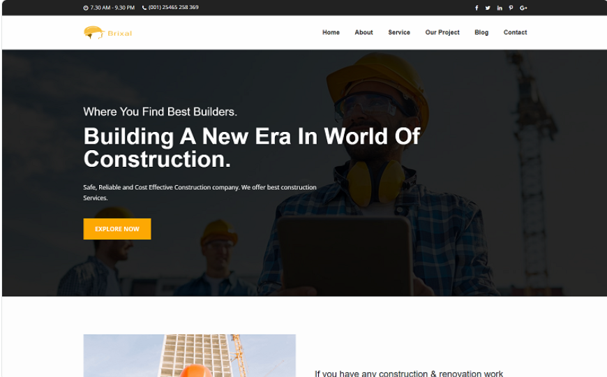 Brixal - Construction Building Business HTML Template Website Template