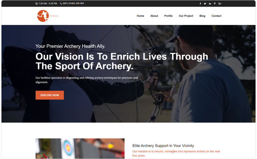 Archery Website Html Template for Sport Club Website Template