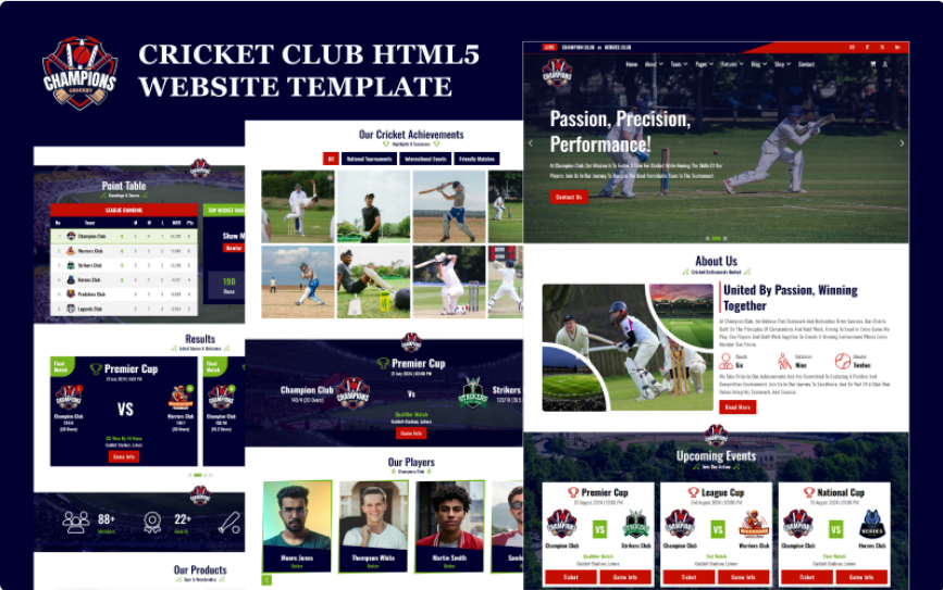 Champions - Cricket & Sports Club HTML5 Website Template