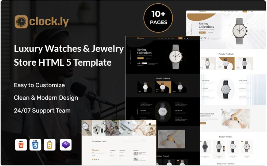 Clockly – Luxury Watches & Jewelry Store eCommerce HTML5 Template Website Template