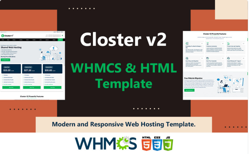 Closter v2 HTML and WHMCS Theme Website Template