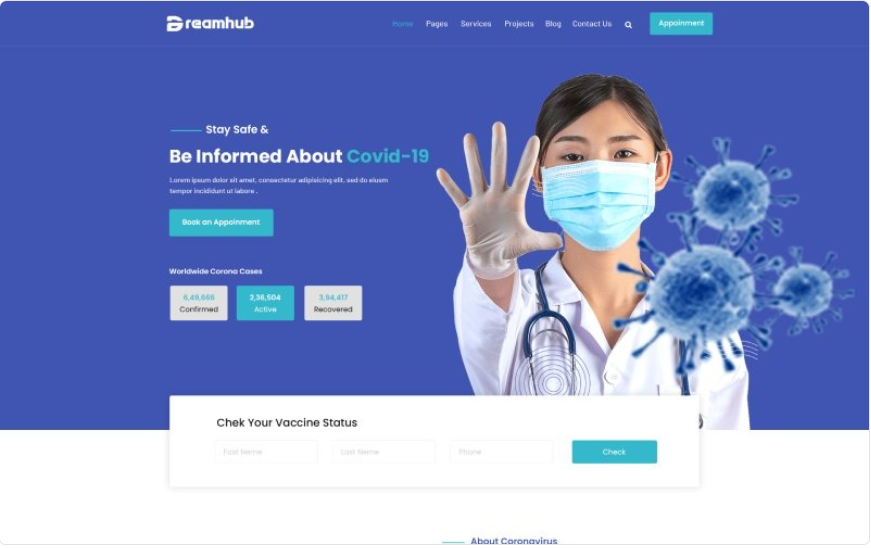 Corona Virus (Covid-19) Medical HTML5 Template Website Template