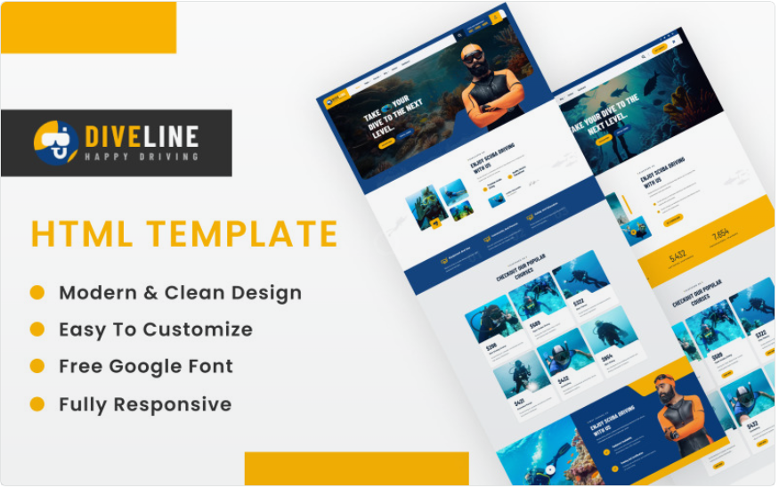 Diveline - Scuba Diving HTML Template Website Template