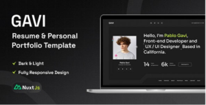 Gavi - Personal Portfolio Resume Nuxtjs Template