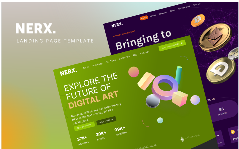 Nerx - Multipurpose Cryptocurrency & Nft Bootstrap Landing Page Template