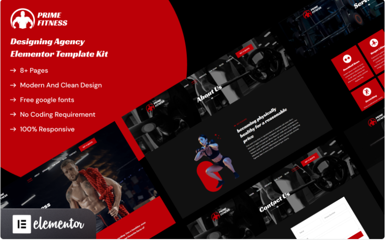 Prime Fitness - Health and Gym Training Elementor Template Kit Elementor Kit