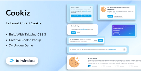 Tailwind CSS 3 Cookie - Cookiz 1 Tailwind CSS 3 Cookie - Cookiz