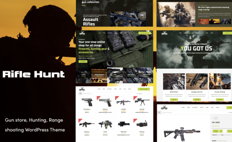 Rifle Hunt Gun Shop Woocommerce WordPress Theme