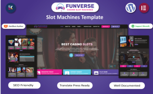 FunVerse - Online Casino Games & Slot Machines WordPress Elementor Template WordPress Theme